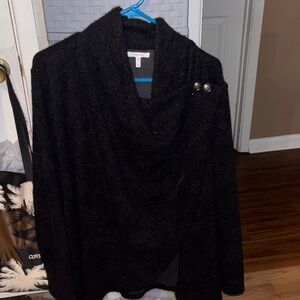 Maurices Black Cowl Neck Sweater with Button Accents